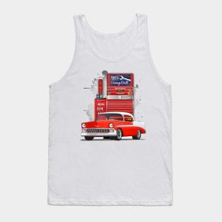 1956 Matador Red and White Chevy Bel Air Garage Built Print Tank Top